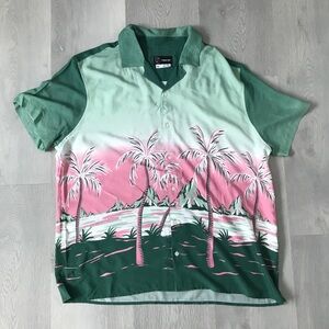 ORIGINAL USE CAMP SHIRT SHORT SLEEVE GREEN WHITE XL